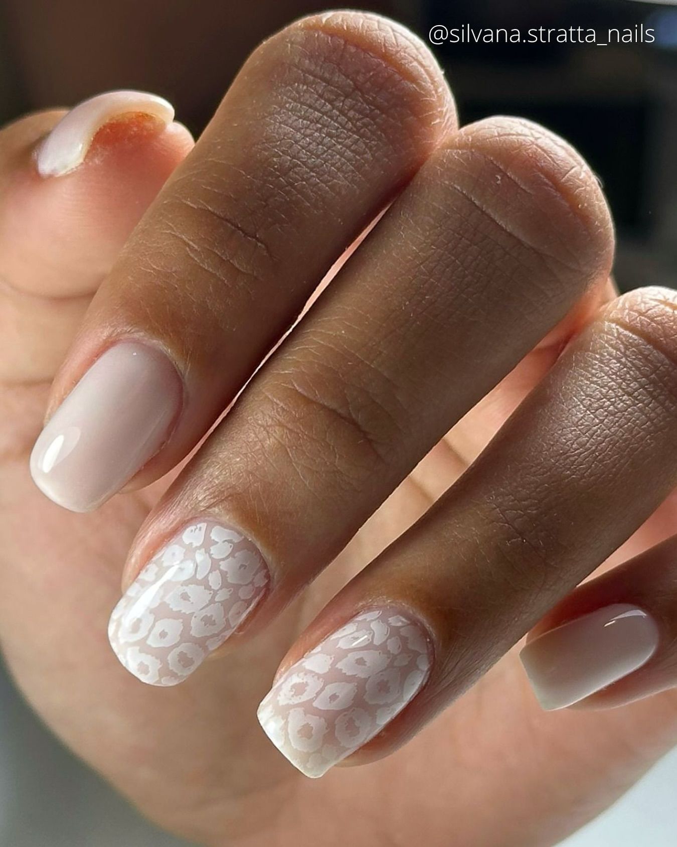Chic Milky White Leopard Print Nails: Elegant & Modern Manicure