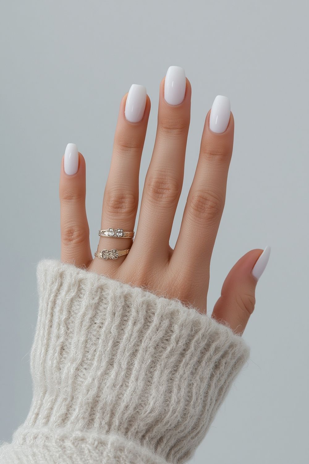 Bright White Squoval Nails: A Clean & Glossy Manicure Idea