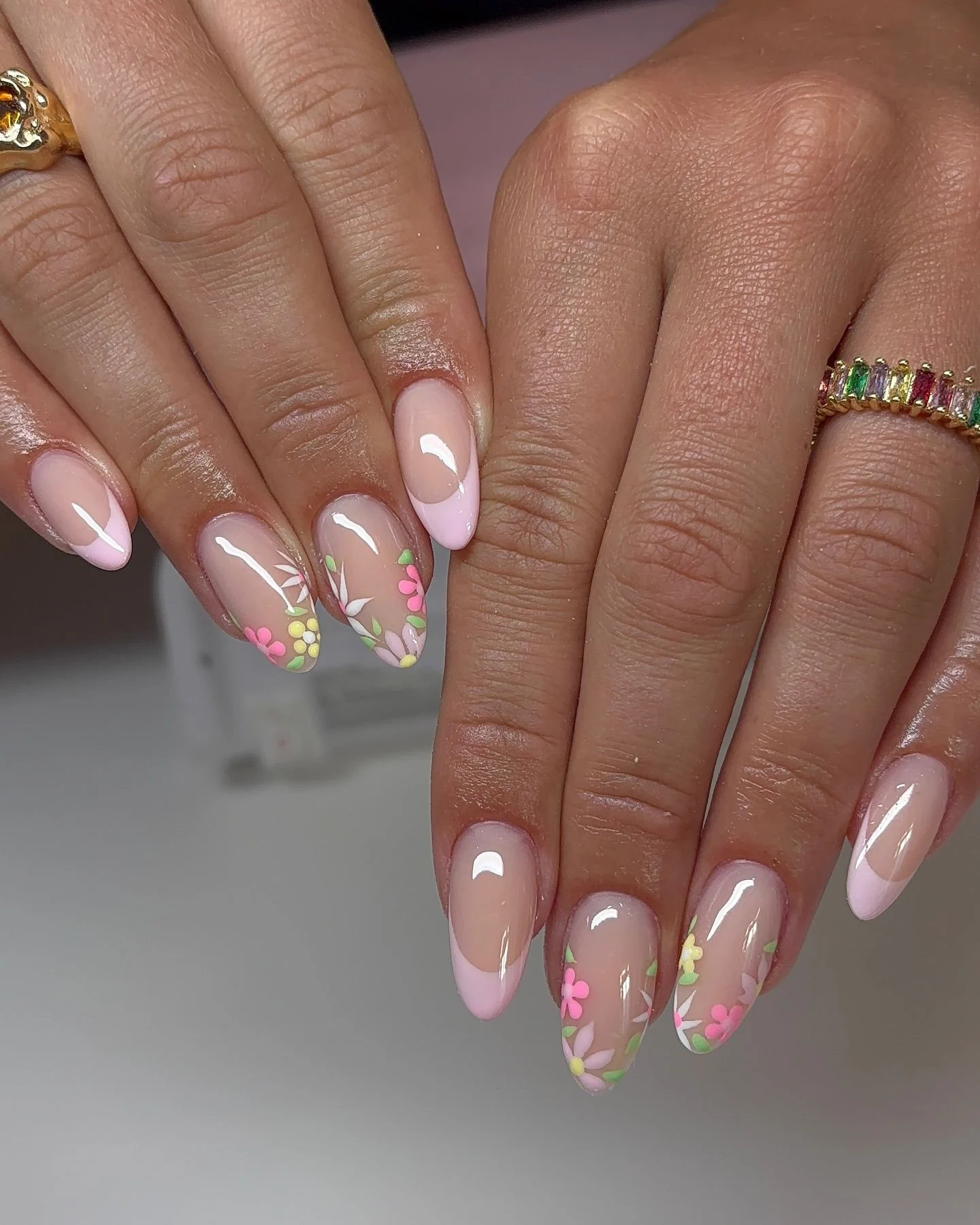 Pastel Floral French Tip Nails for Spring & Summer Elegance
