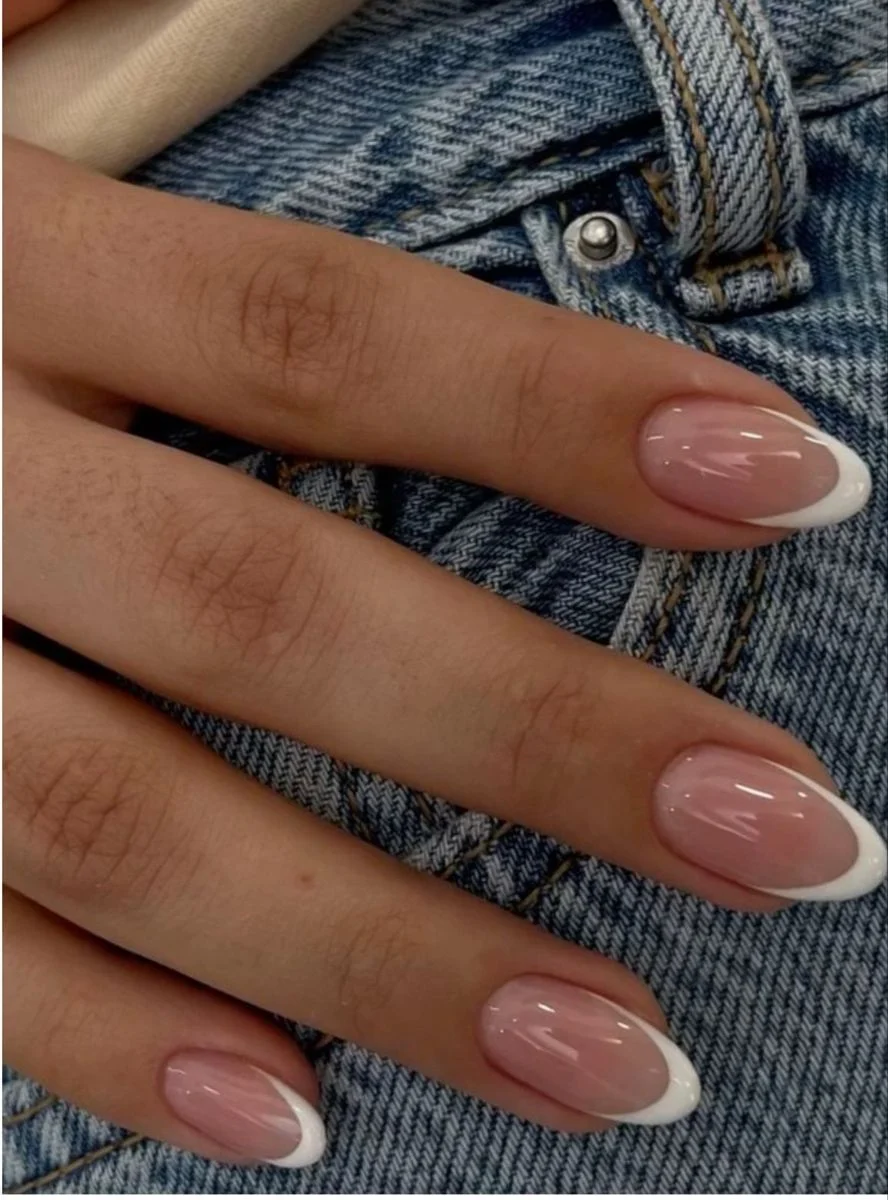 Classic French Manicure Oval Nails - Elegant & Clean Look