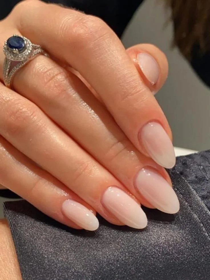 Milky White Almond Nails: Clean Girl Aesthetic & Natural Ombré
