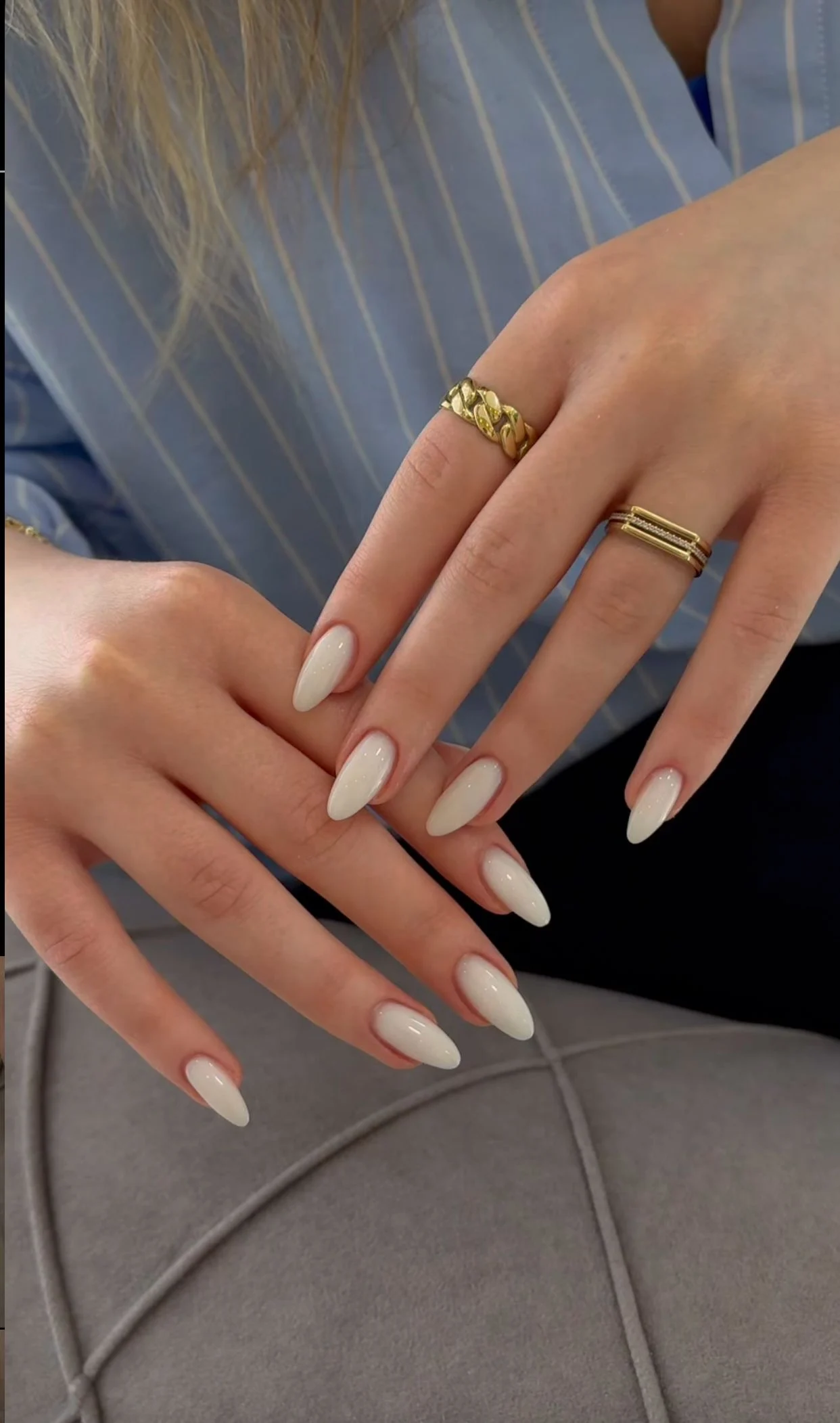 Milky White Almond Nails: Clean Girl Minimalist Manicure Idea