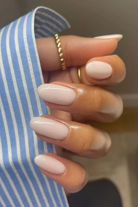 Milky White Oval Nails: Clean Girl Aesthetic for a Minimalist Look